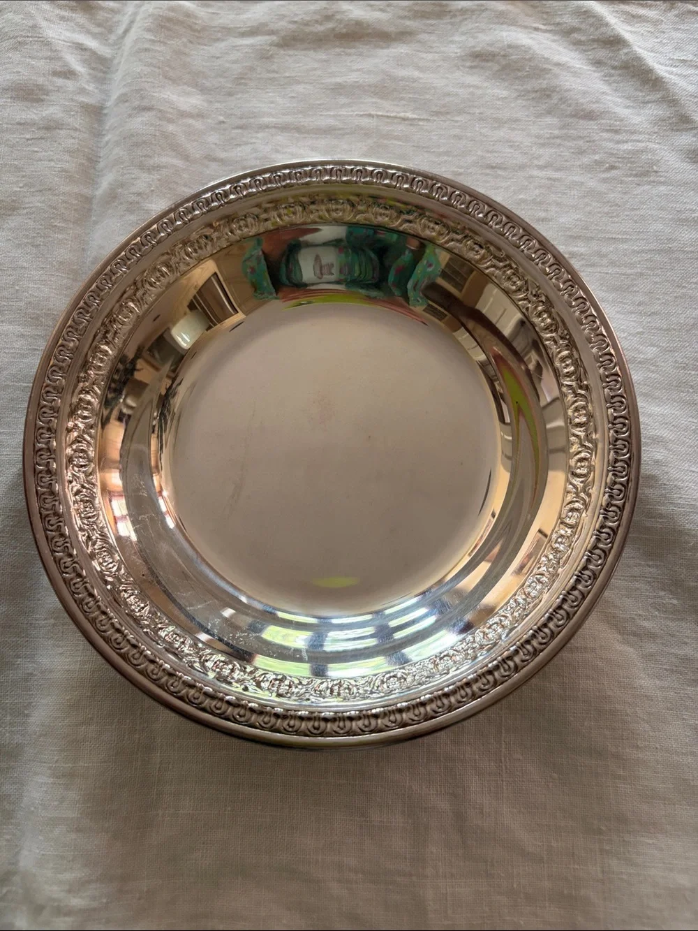 Reed & Barton Silver Plated Embossed Rim Nut Bowl